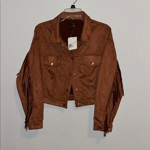 Women's Brown Suede Fringe Jacket